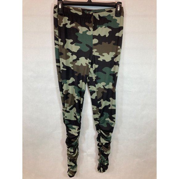 Women's Straight Legged Camo Gathered at Ankle  Fashion Leggings - Picture 1 of 4